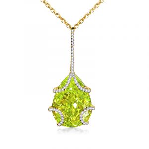 Italo Pear Cut Peridot Necklace Sterling Silver Necklace Pendant Necklace