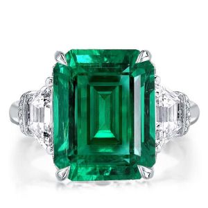Classic Three Stone Emerald Engagement Ring