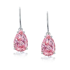 Classic Pear Cut Created Pink Sapphire Drop Earrings