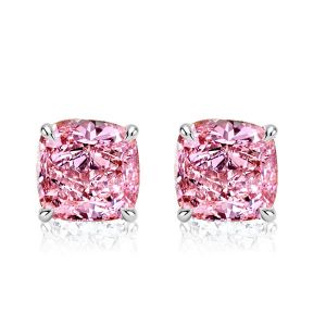 Italo Cushion Cut Pink Sapphire Stud Earrings For Women