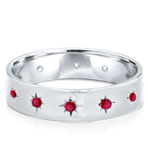 Star Setting Round Cut Ruby Wedding Band Promise Ring