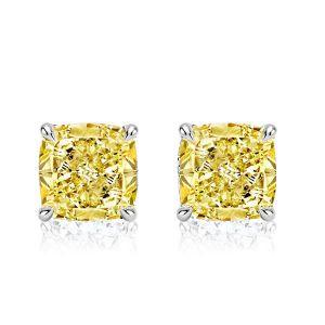 Classic Cushion Cut Yellow Topaz Stud Earrings For Women