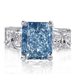 Italo Radiant Cut Blue Topaz Engagement Ring For Women