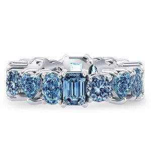 Italo Unique Multi Cut Blue Topaz Eternity Wedding Band