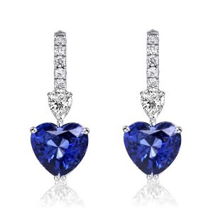 Italo Created Sapphire Earrings For Women Heart Cut Drop Earrings 