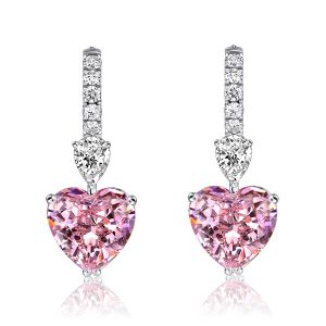 Heart & Pear Cut Pink Sapphire Drop Earrings For Women