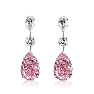 Italo Pear Cut Pink Sapphire Drop Earrings For Women