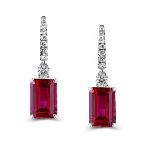 Italo Emerald Cut Drop Earrings Ruby Earrings For Women