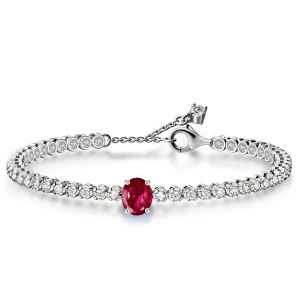 Oval & Round Cut Ruby Tennis Bracelet For Women