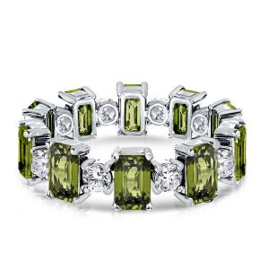 Alternating Emerald & Round Peridot Wedding Band For Women