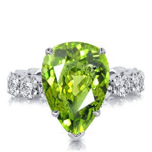 Pear Cut Peridot Engagement Ring Unique Engagement Ring