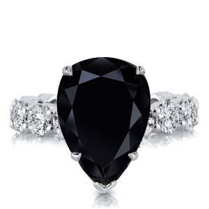 Black Sapphire Pear Cut Engagement Ring For Women Promise Ring