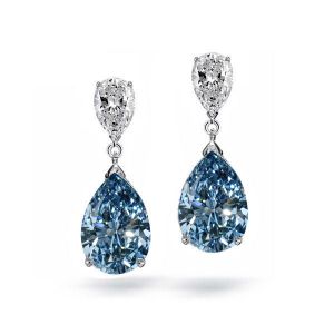Italo Blue Topaz Pear Cut Drop Earrings In Sterling Silver