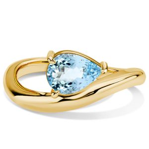Italo Pear Cut Aquamarine Ring Solitaire Jackie Ring