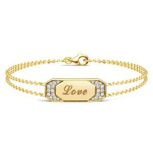 Italo Engraved ID Tag Initial Personalized Double Chain Bracelet For Women