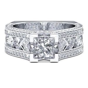 Cathedral Princess Cut Engagement Ring