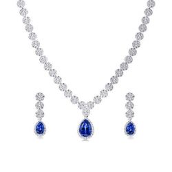 Sapphire Necklace Earring Set