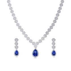 Sapphire Necklace Earring Set