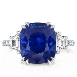 Cushion Cut Blue Sapphire Ring