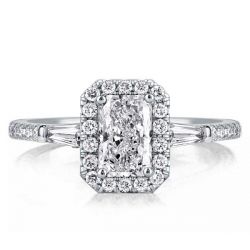 Three Stone Radiant Engagement Ring