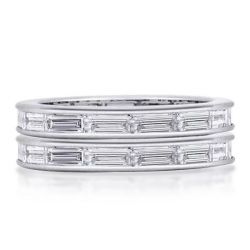 Baguette Wedding Band Set