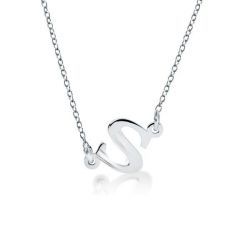Sideways Initial Necklace Silver