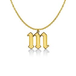 14k Gold Old English Initial Necklace