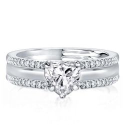 Heart Shaped Wedding Rings Bridal Set