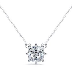 Italo 8 Prong Single Stone Cushion Cut Pendant Necklace For Women