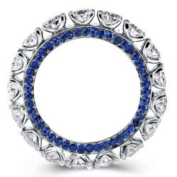 Classic Eternity Split Prong Round Cut Blue Wedding Band