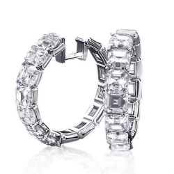 Asscher Cut Hoop Earrings