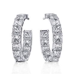 Princess Cut Hoop Earrings