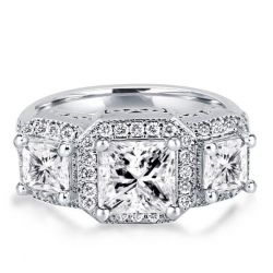 Three Stone Princess Cut Wedding Set