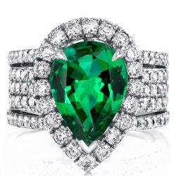 Italo Pear Cut Halo Engagement Ring Affordable Emerald Engagement Ring