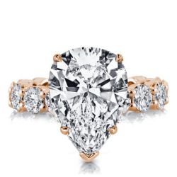 Rose Gold Pear Cut Engagement Ring In Sterling Silver