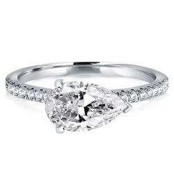 East West Pear Cut Engagement Ring