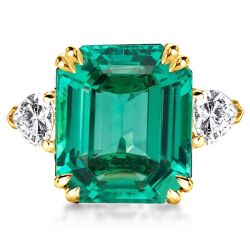 Green Emerald Engagement Ring