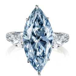 Three Stone Marquise Cut Blue Engagement Ring