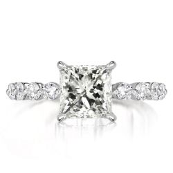 Half Eternity Princess Cut Engagement Ring