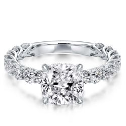 Hidden Halo Cushion Engagement Ring