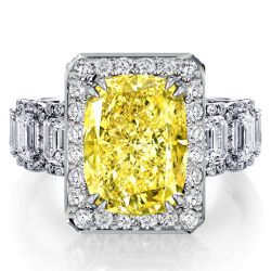 Halo Cushion Fancy Yellow Topaz Engagement Ring