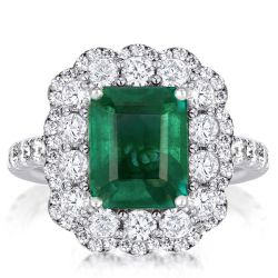 Italo Emerald Engagement Ring Halo Engagement Ring Affordable