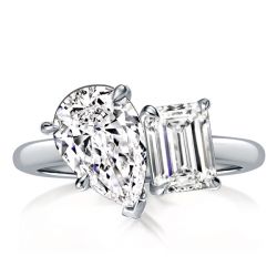 Pear & Emerald Cut Twin Engagement Ring