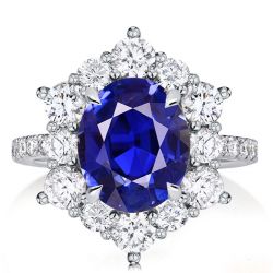 Halo Oval Created Sapphire Engagement Ring
