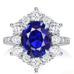 Halo Oval Blue Sapphire Engagement Ring