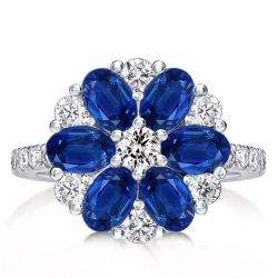 Round & Oval Cut Halo Flower Engagement Ring