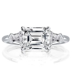 Sterling SIlver Ring Emerald Cut Engagement Ring For Women