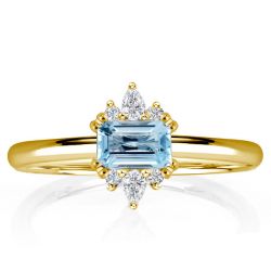 Golden East West Emerald Aquamarine Engagement Ring