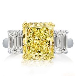 Three Stone Radiant Cut Yellow Topaz Engagement Ring