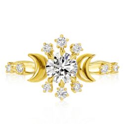 Golden Moon & Stars Engagement Ring